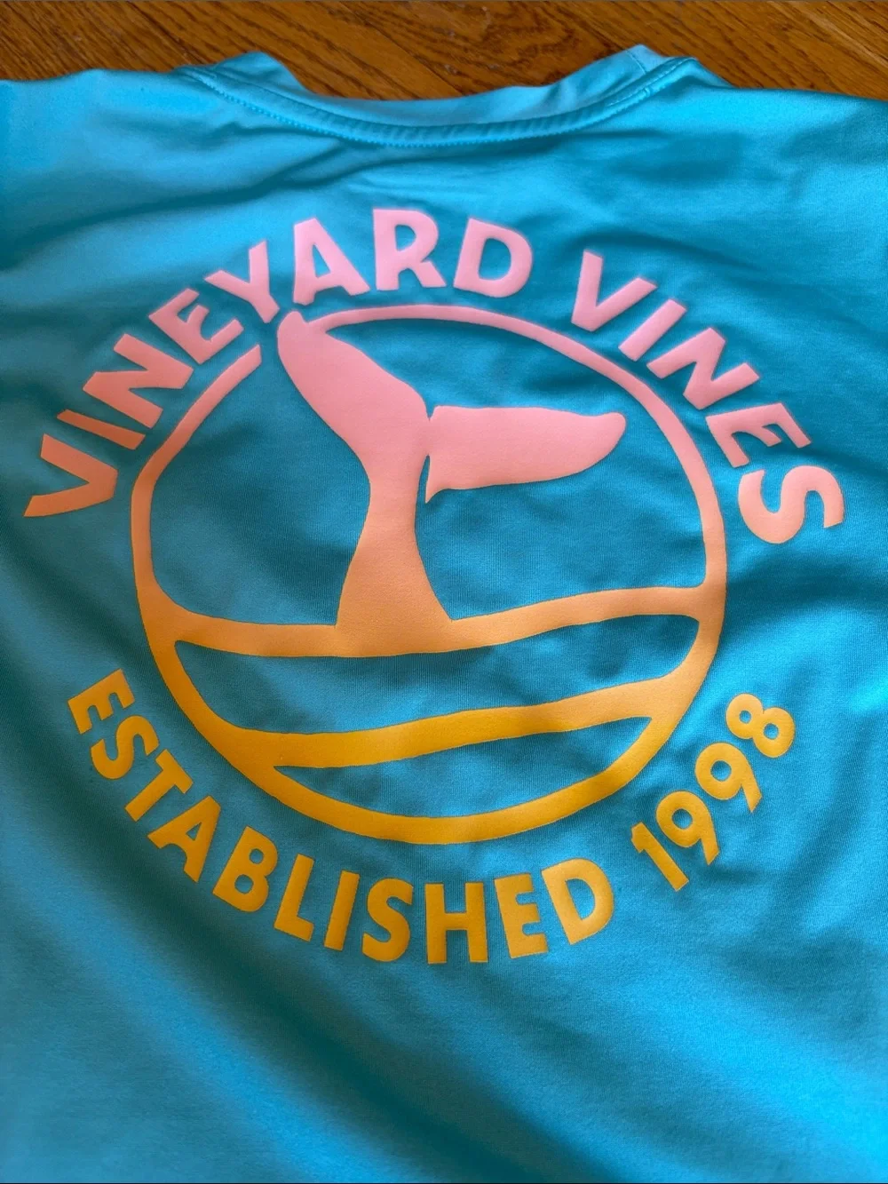 Vineyard Vines Aqua Blue Long Sleeve Performance Swim Tee